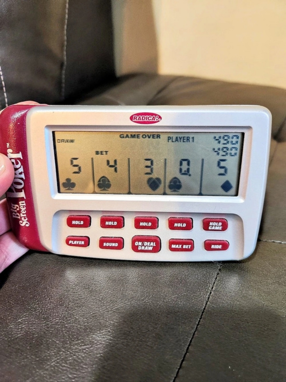 1995 Radica Big Screen Poker Handheld Electronic Game
